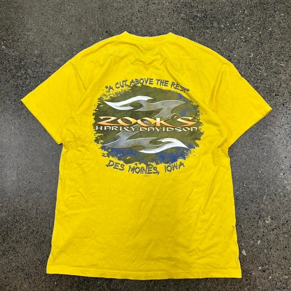Vintage 2002 Harley Flame T-Shirt Y2K Double Sided (Size L)